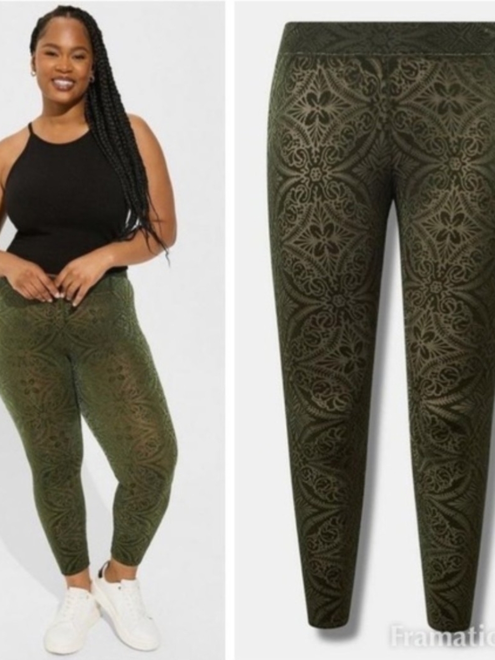 torrid Olive Green Patterned High-Waist Leggings